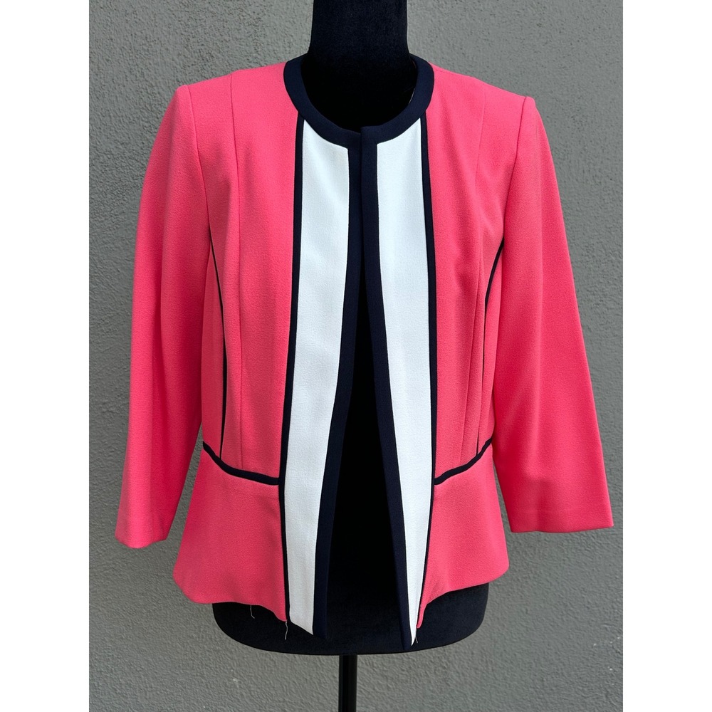Studio One New York Coral Pink Colorblock Peplum Blazer Jacket 10P